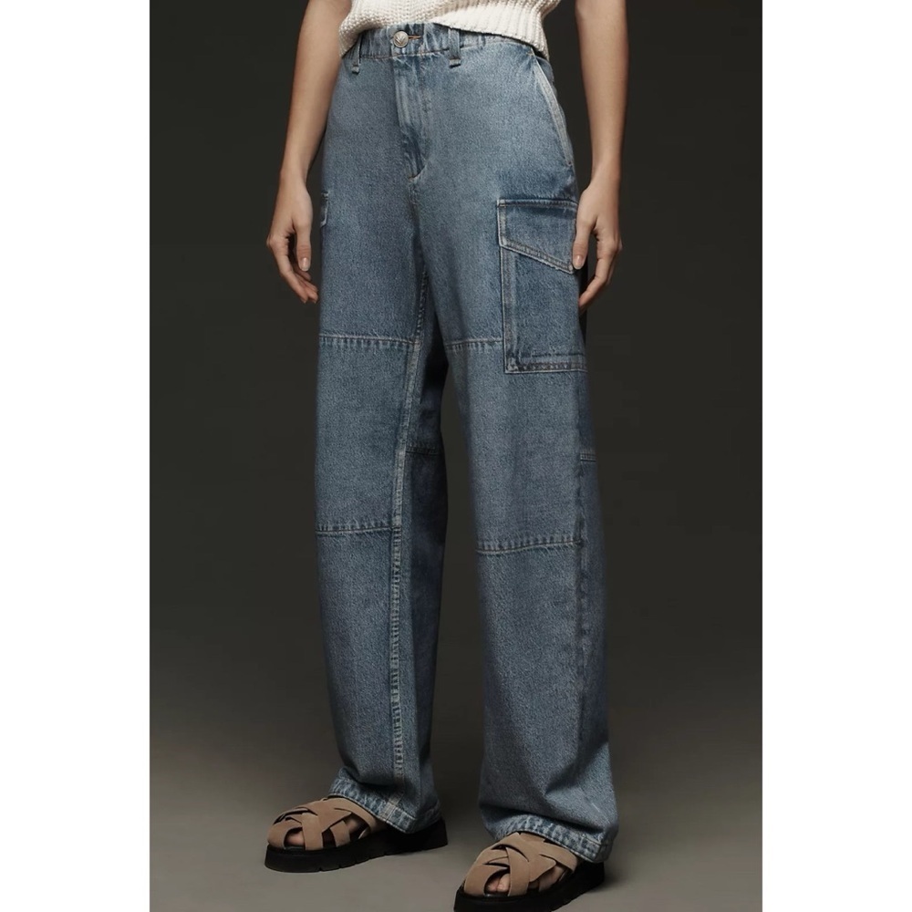 Rag & Bone Miramar Nora Wide-Leg Cargo Sweatpant Jeans Celeste Blue NWT 27